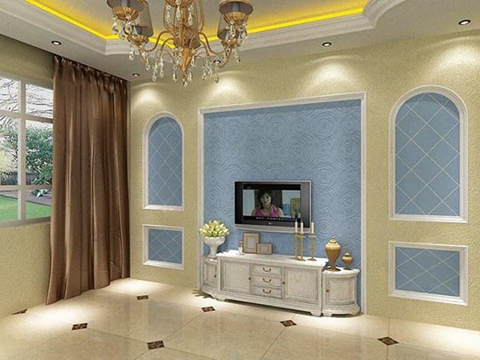 最新款硅藻泥电视背景墙效果图,简单大气硅藻泥电视背景墙效果图