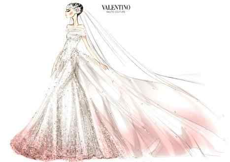 valentinogaravan官方手稿,valentino品牌红色礼服