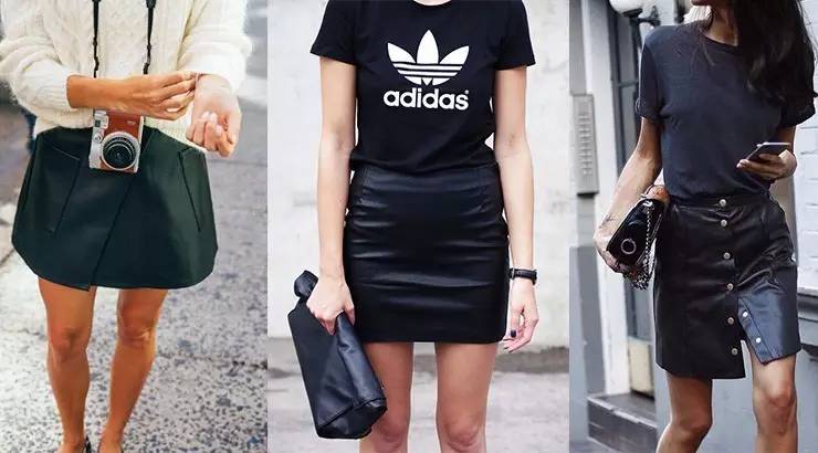 简单大方洋气皮裙,皮裙显瘦穿搭教学