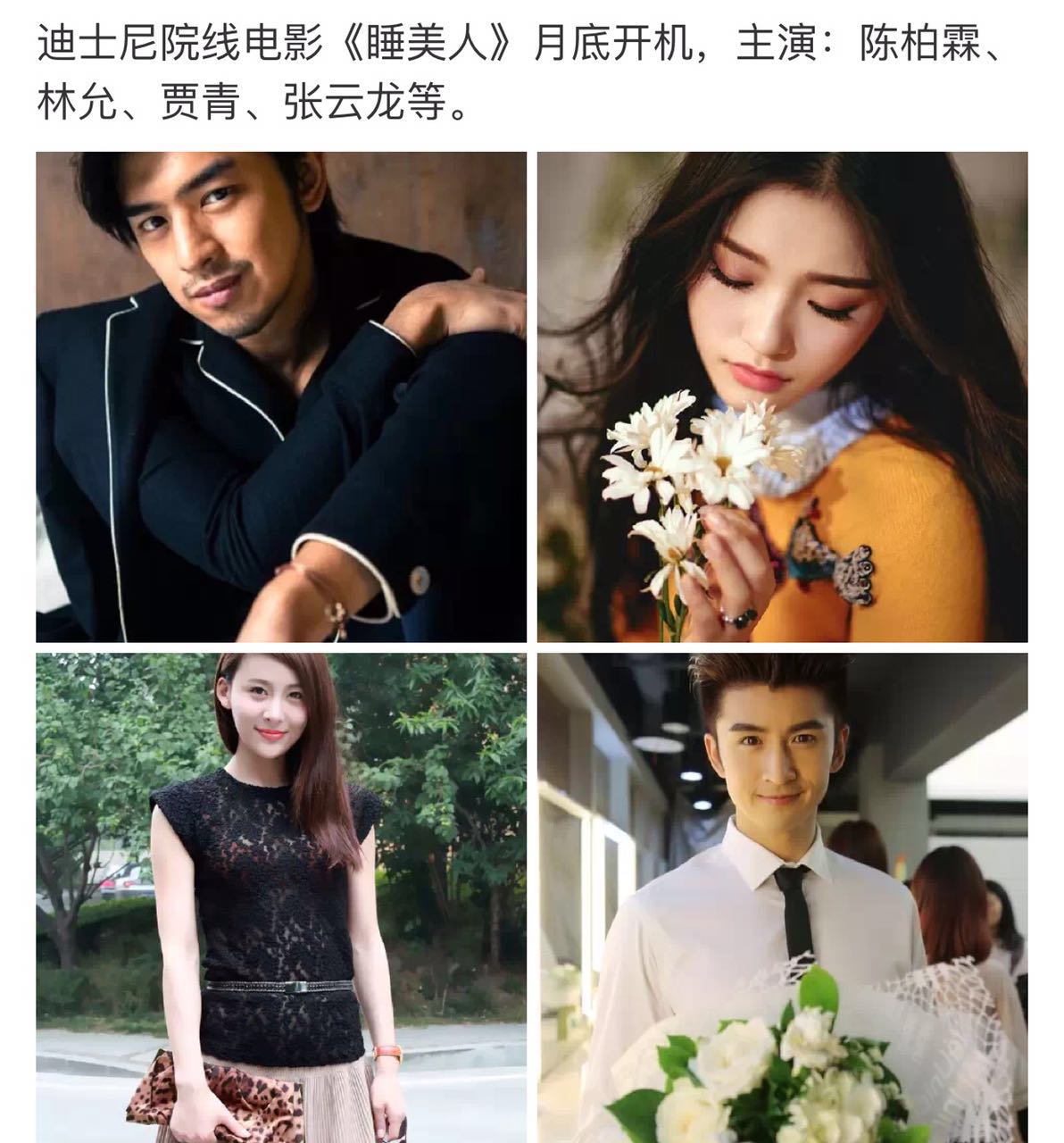 林允将搭档陈柏霖出演迪士尼电影《睡美人》贾青张云龙做配角