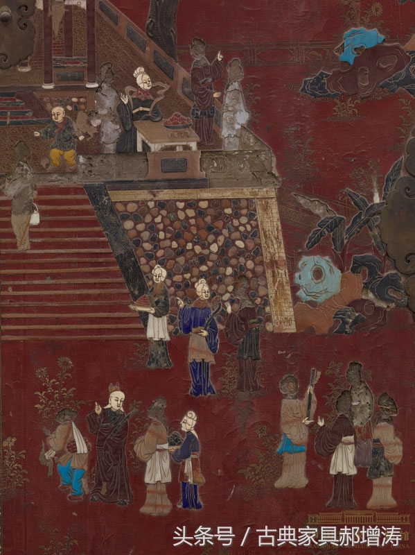 中国漆器描金柜之国博大美木艺的万历朱漆百宝嵌大柜