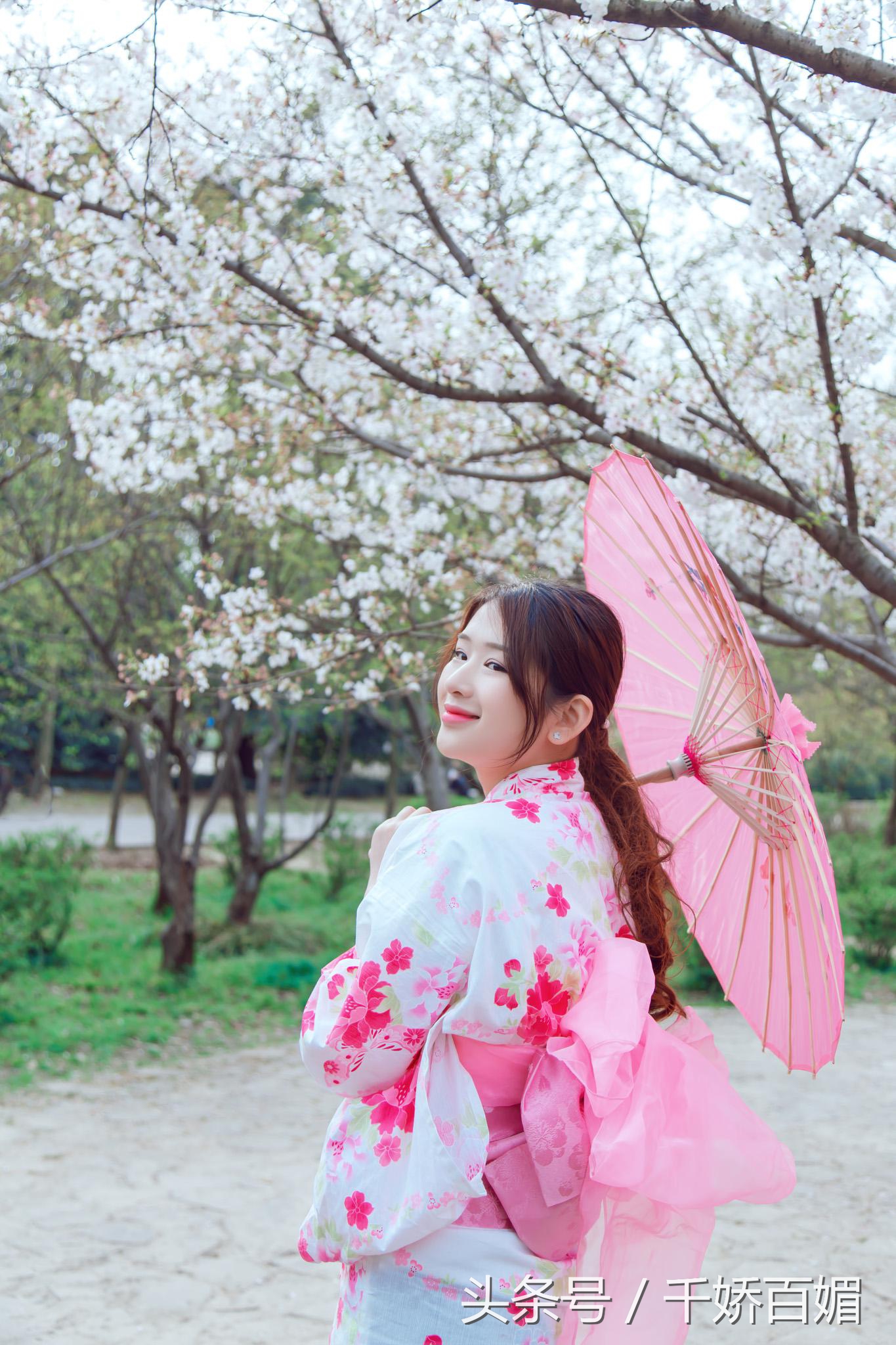 和服樱花日本,日本樱花美景和服