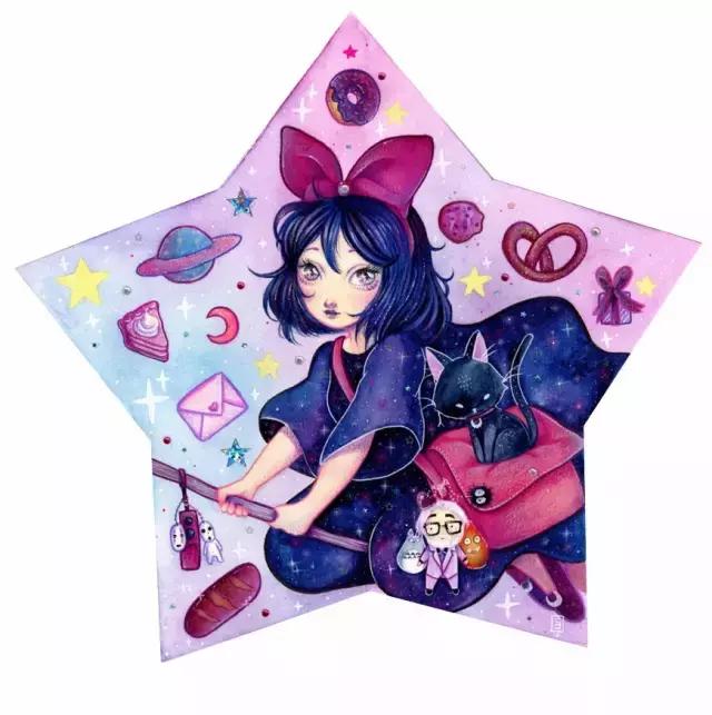 插画魔卡少女樱,插画少女和猫图片