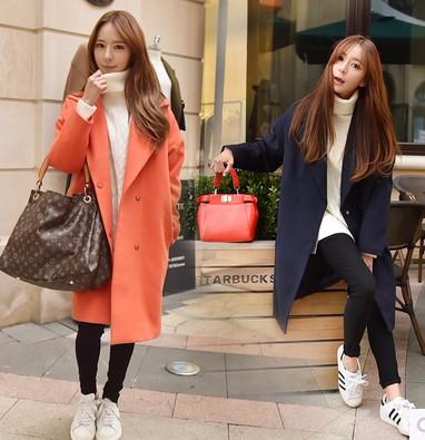 蓝色毛呢大衣女秋冬新款,2016女装大衣新款图片