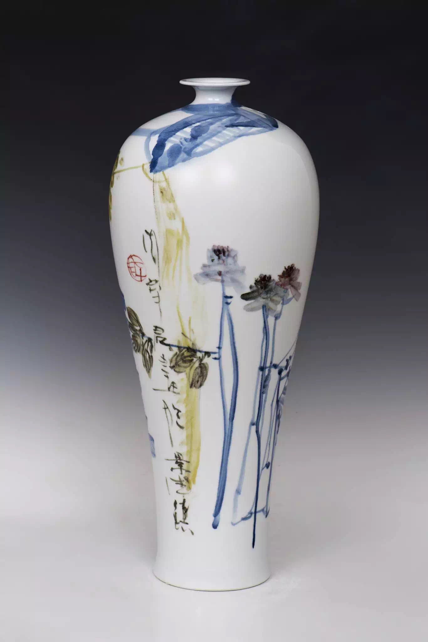 青花瓷的发展史绘画,五彩青花瓷仕女图