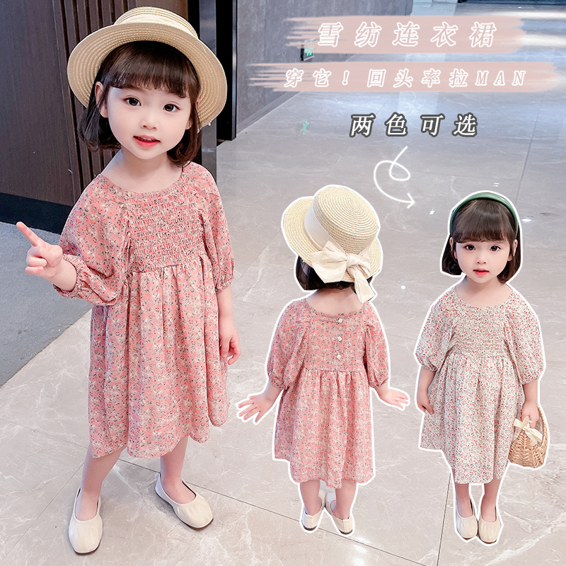女童连衣裙夏季儿童纯棉碎花裙,女童连衣裙2023夏薄款儿童裙子