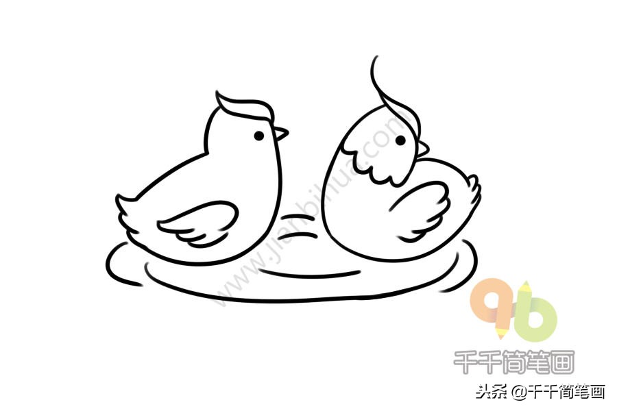 沙暖睡鸳鸯简笔画,睡觉的鸳鸯简笔画