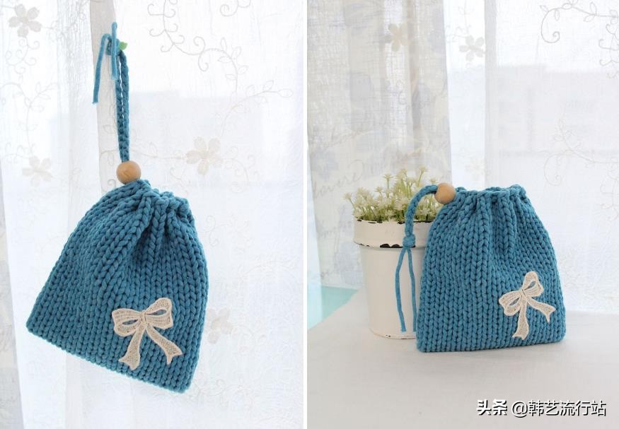 手工钩针编织手提包成品,钩针编织时尚又漂亮的女生手提包