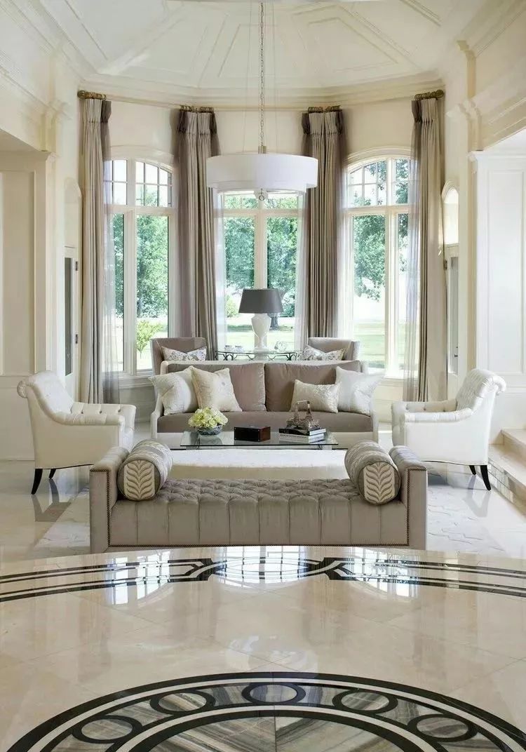 别墅客厅窗帘最新款式效果图,2020别墅窗帘