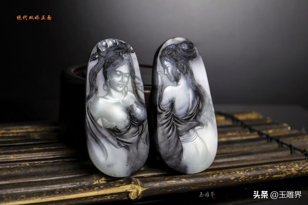 最漂亮的和田青花料,和田玉青花人物巧雕