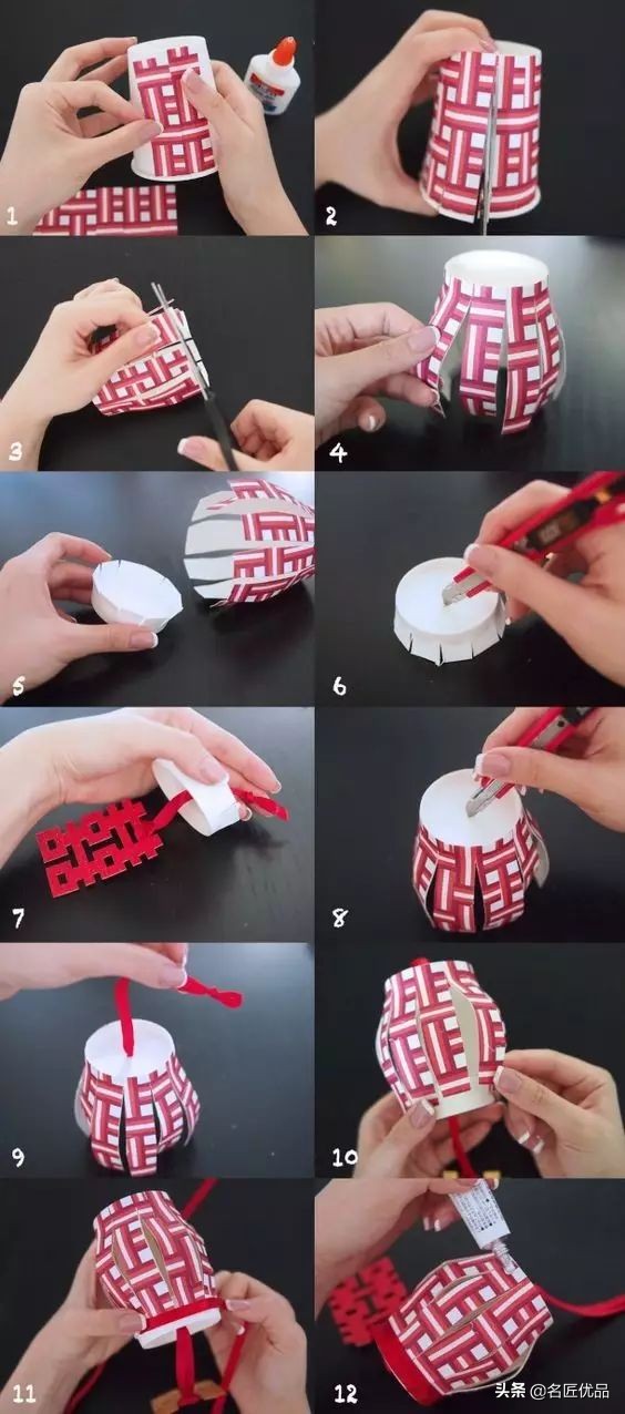 猪年手工制作纸灯笼,大红灯笼手工制作简约过年