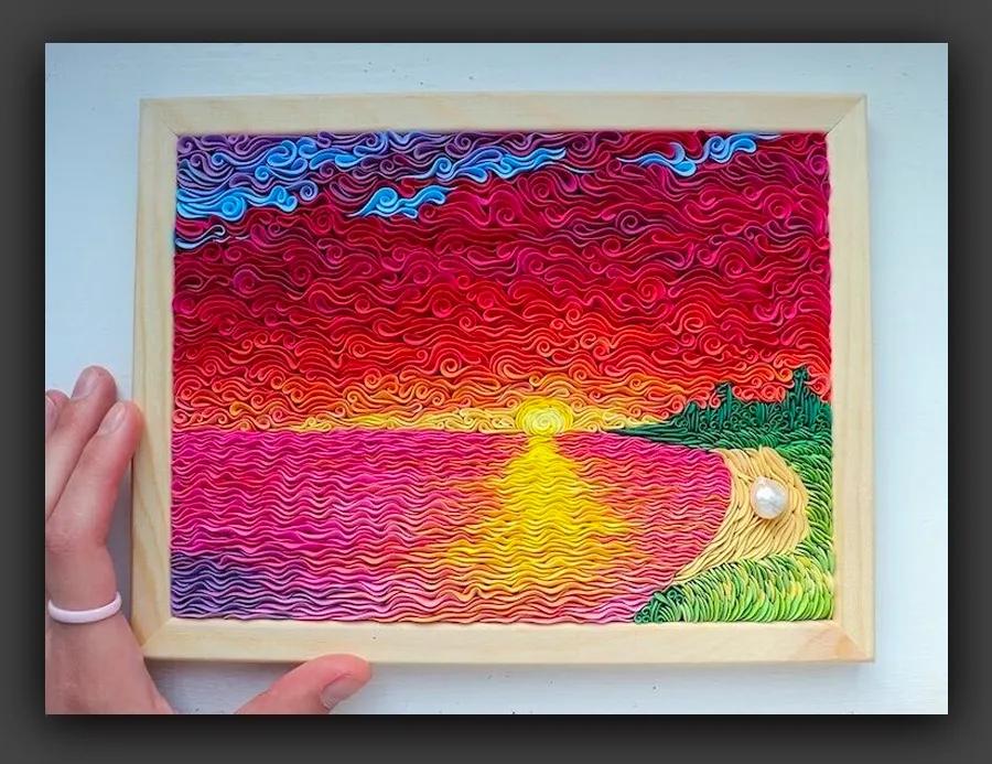 儿童风景画大全轻粘土,用轻粘土和a4纸画风景画