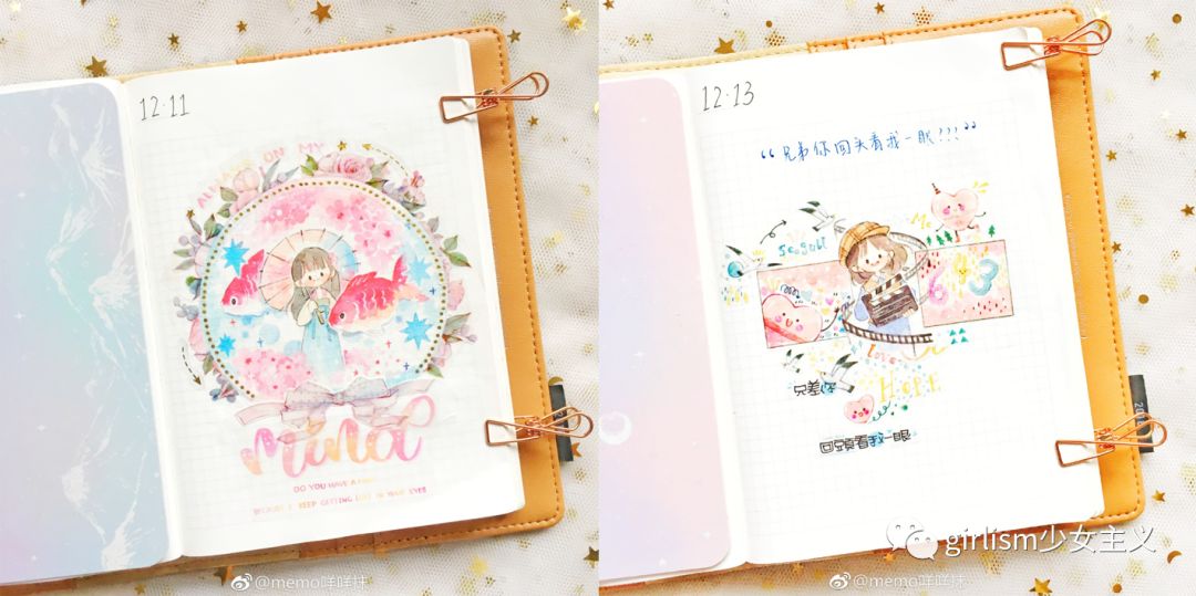 少女色系手帐素材,少女风格简单手帐教程用贴纸