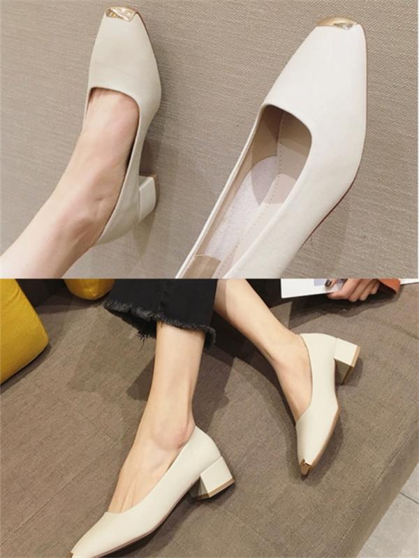 时尚气质百搭浅口低跟奶奶鞋,超级舒服网红奶奶鞋平底