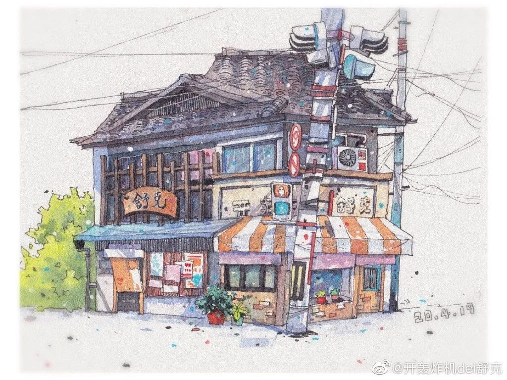 意境钢笔水彩画步骤,钢笔水彩画临摹简单入门