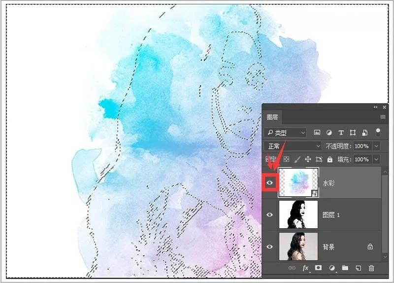 ps人像水彩画制作,ps人像水墨画调色教程