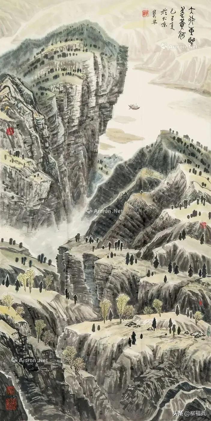 山水风景画黄河,山水画黄河惊涛骇浪