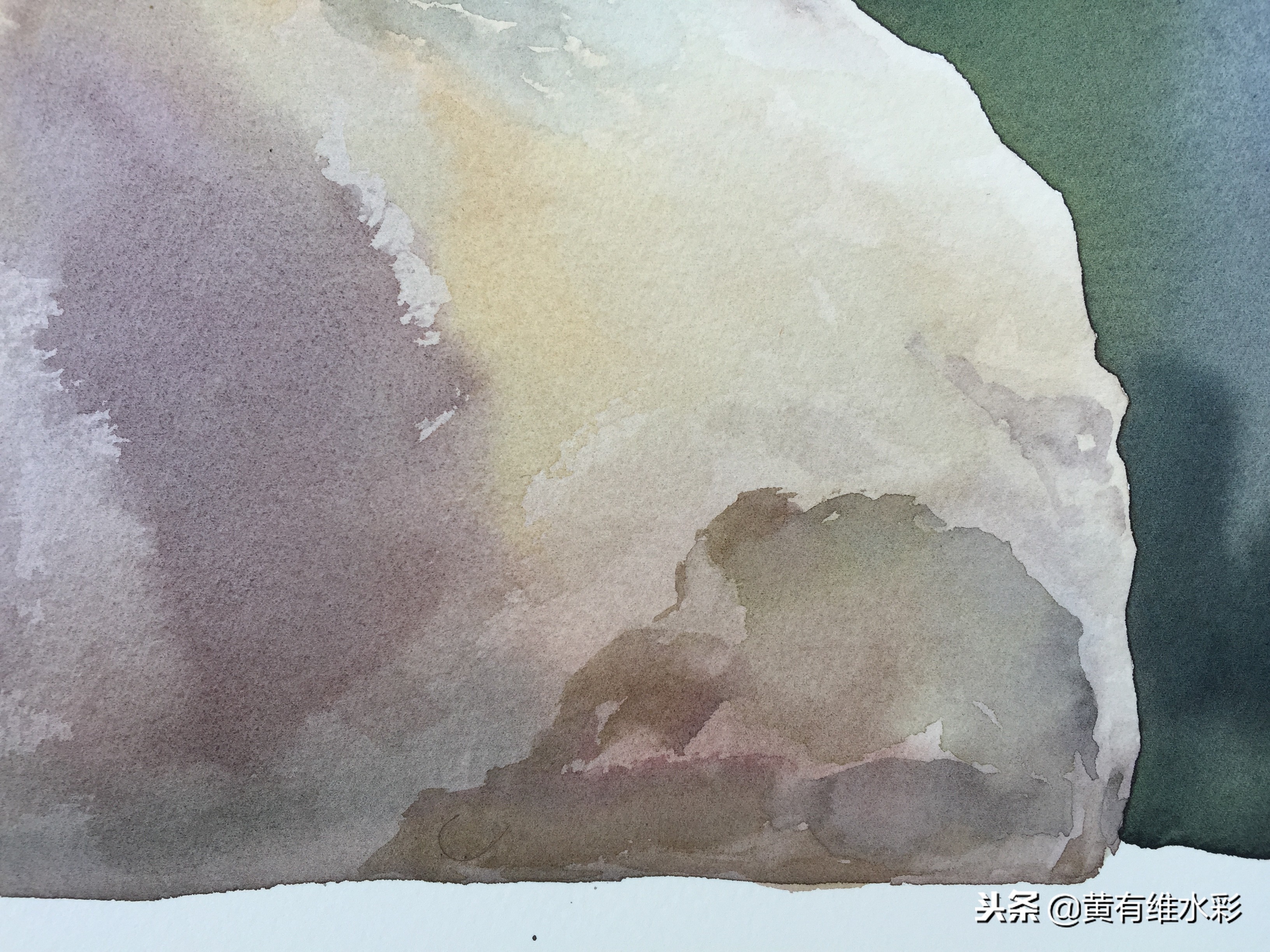 石头水彩风景画,石头水彩画入门教程视频
