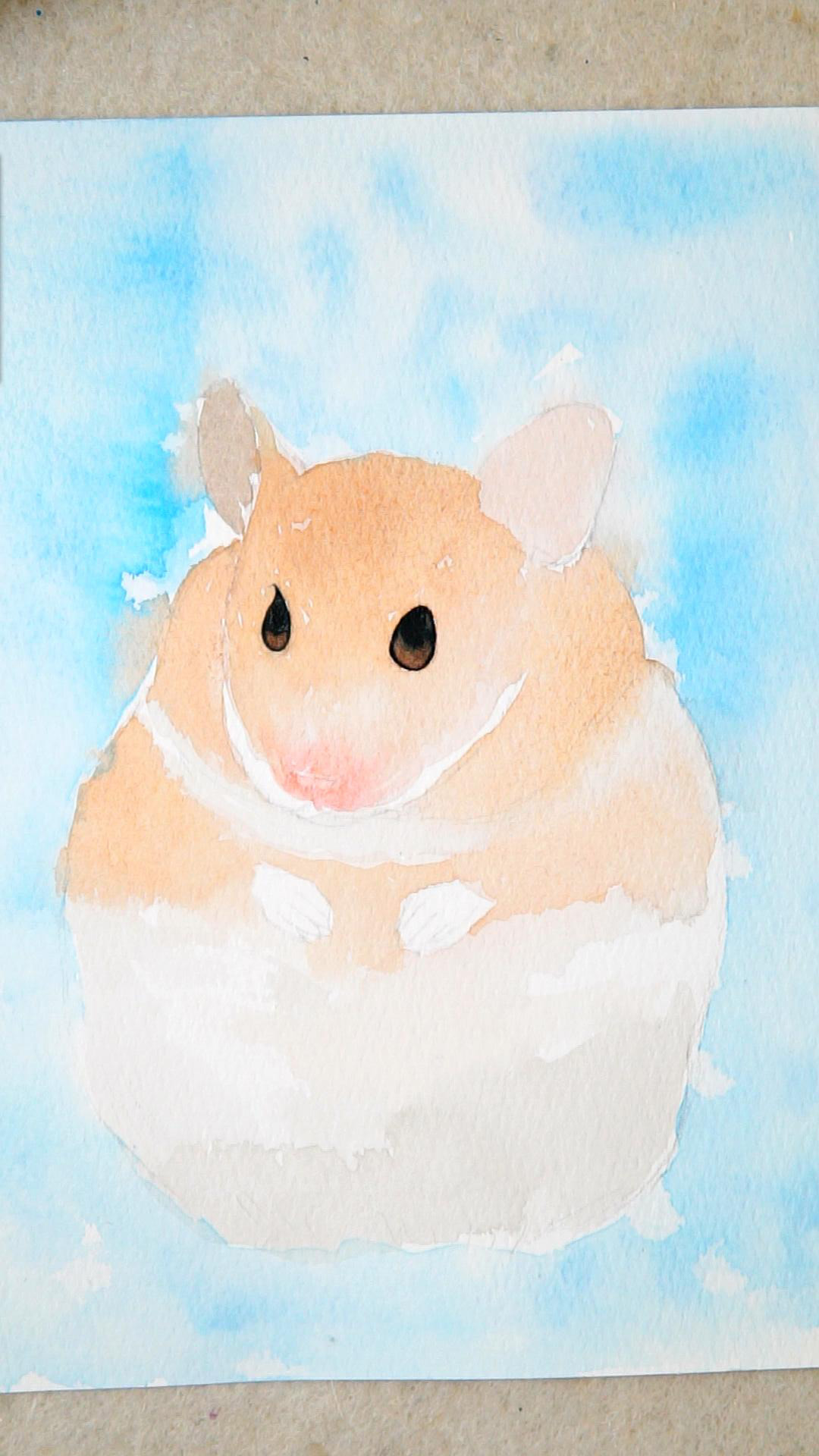 怎么用水彩笔画一个仓鼠视频,可爱的画画教程小动物