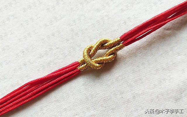 四股玉米结手链无痕收尾,玉米红石榴石手链的编法