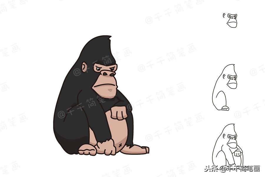 豹子乌龟简笔画,儿童画画8-10岁简笔画小动物