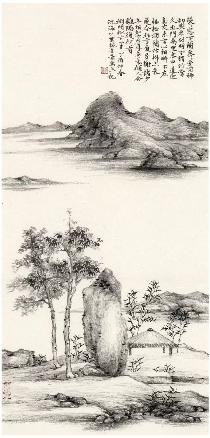 沈海工笔山水花鸟画作品,山水工笔画作品