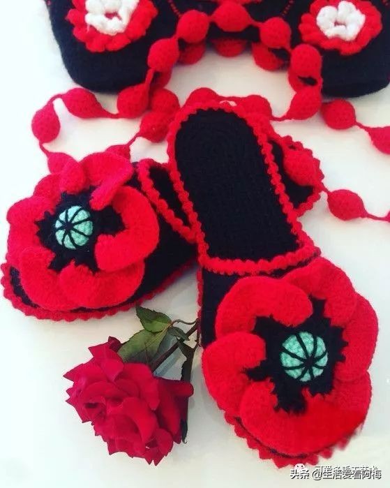 自己用毛线做布拖鞋,用布条线编拖鞋