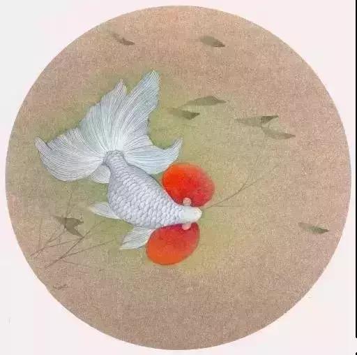 工笔金鱼团扇教学视频,工笔金鱼国画图片大全