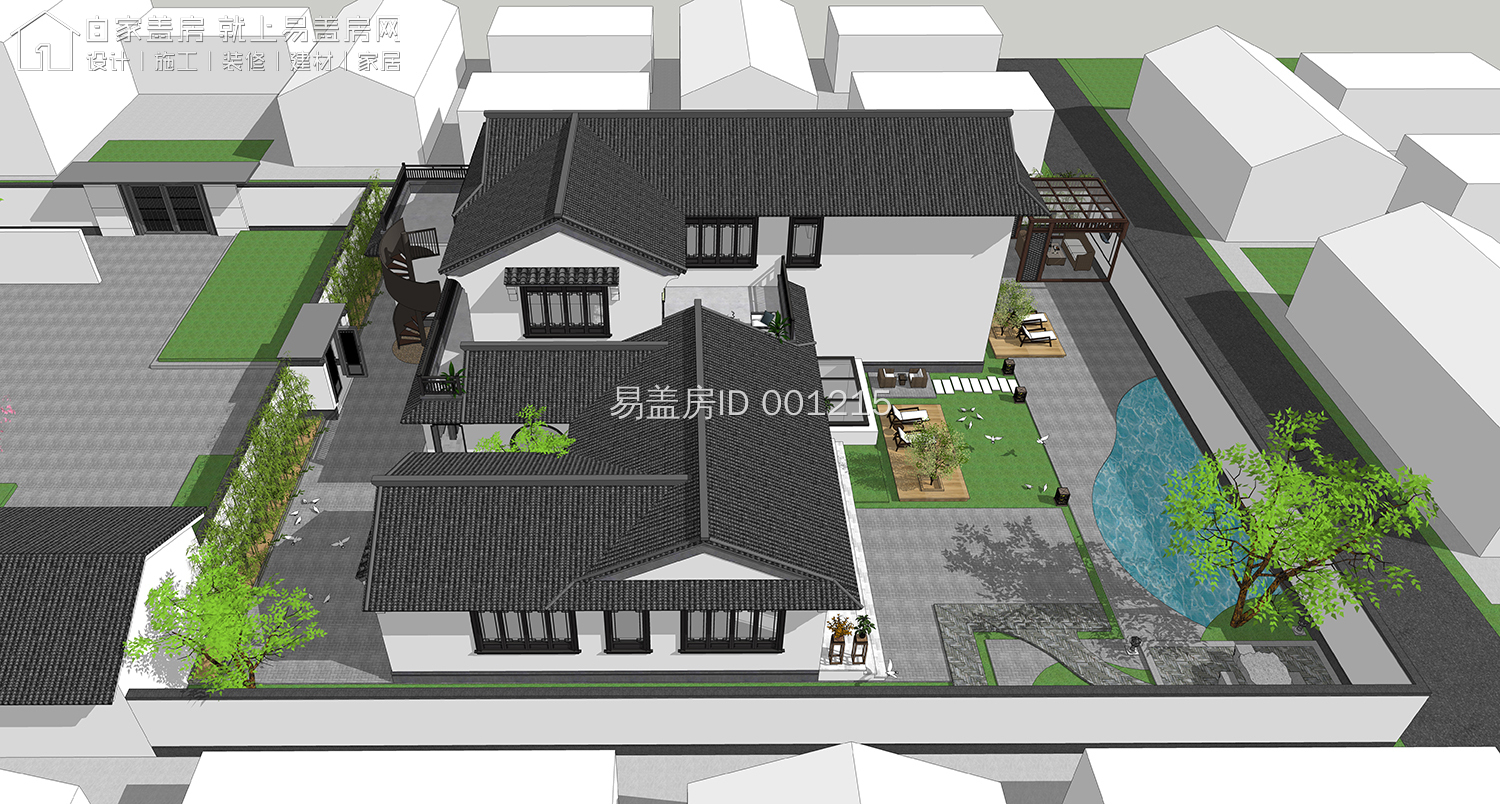 带地下室的二层农村小院别墅,简单大气带庭院的二层乡下房屋