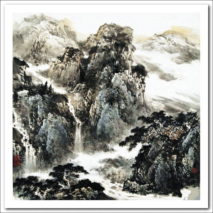 溪山山水画作品,郭金标高清山水画