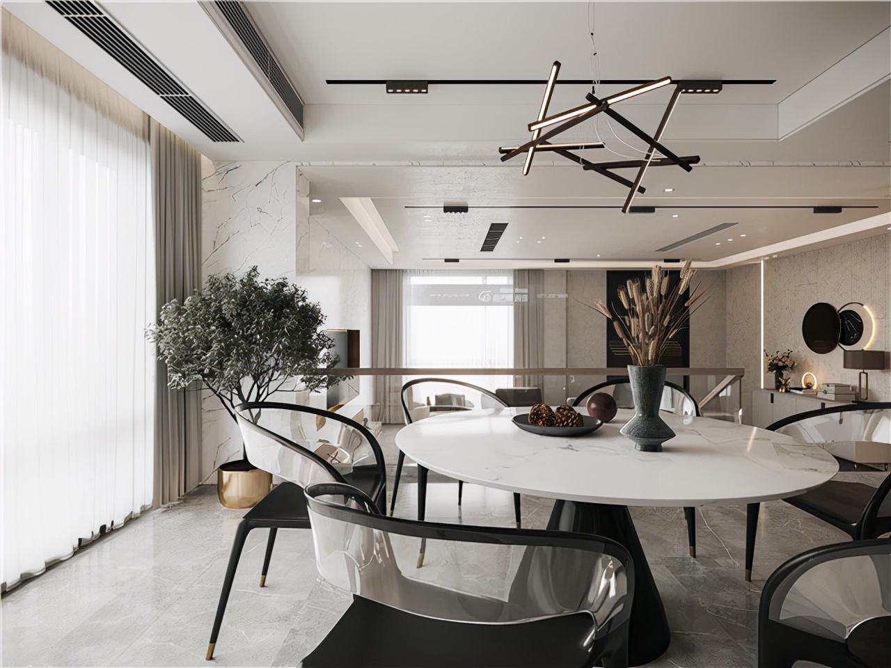 500平米高端轻奢装修,现代轻奢大宅风格效果图