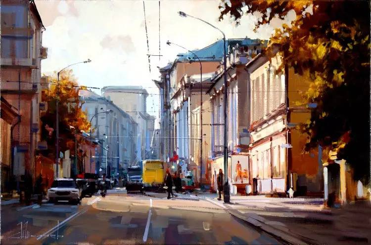 油画风景画氛围感,欧洲城市风景油画