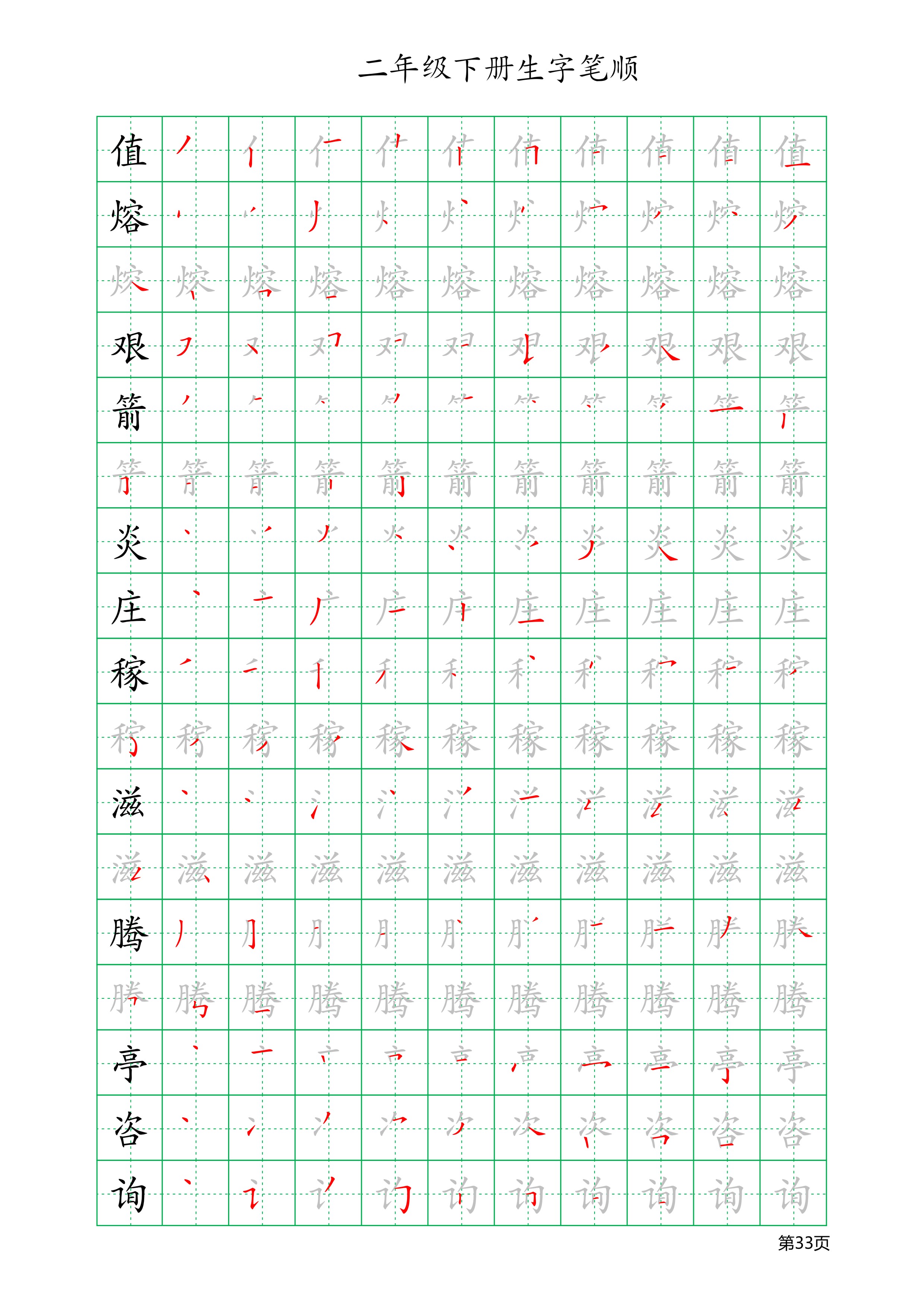人教版二年级上册生字笔顺与组词,二年级语文上册全部生字组词笔顺