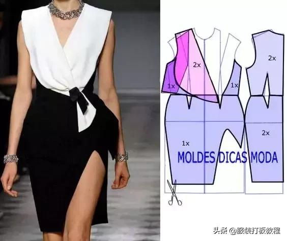 披肩连衣裙裁剪图纸教程,插肩袖浴袍风大衣裁剪