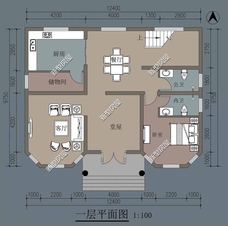 11x10米三层带堂屋自建房设计图纸,农村11x13米带堂屋三层自建房图纸