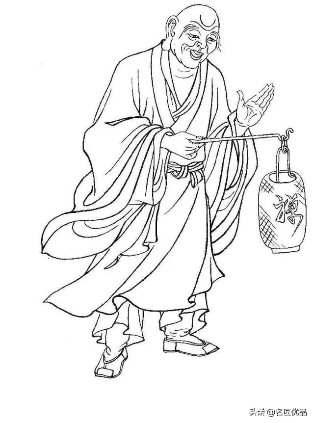 降龙罗汉白描图高清图片,十八罗汉白描图高清图片