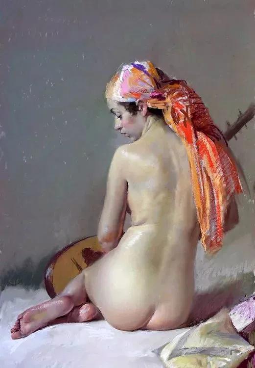 人体美学:粉彩之美,西班牙艺术家桑塔曼斯的绘画作品