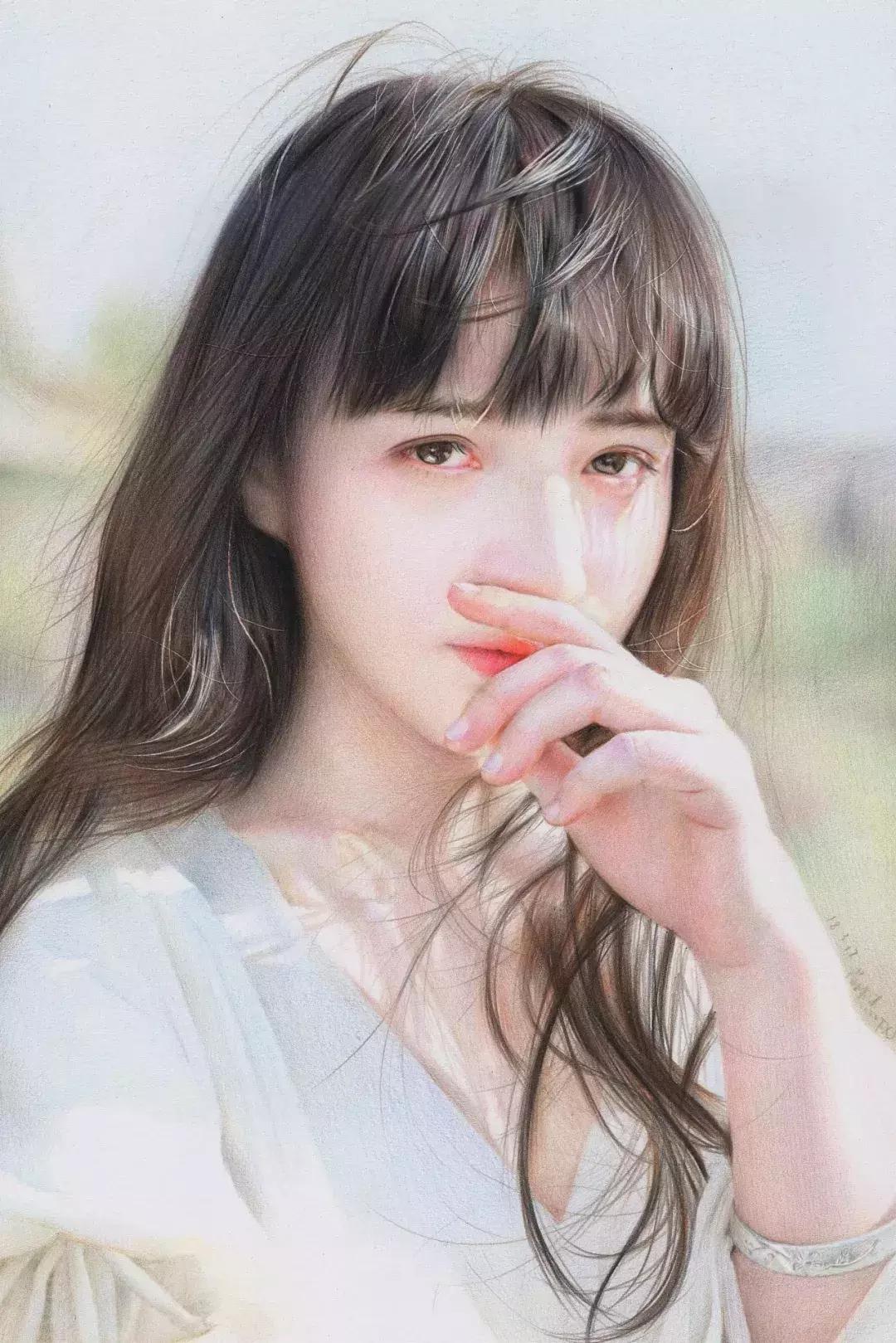 写实彩铅画,超好看素描画迪丽热巴