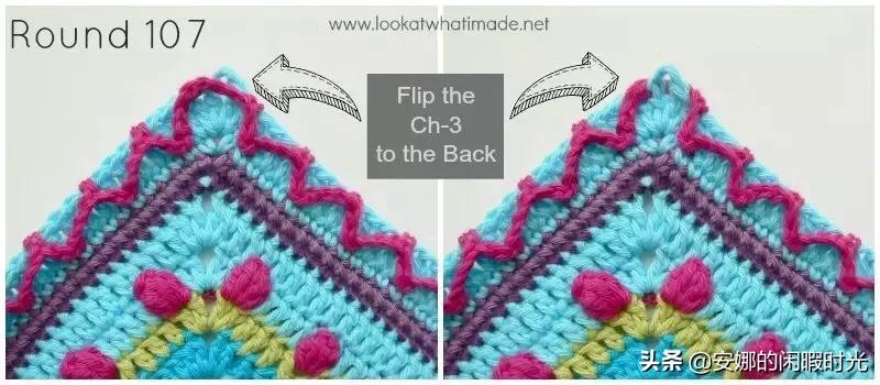曼陀罗毯子编织教程,苏菲花园曼陀罗毯子钩法高清图解