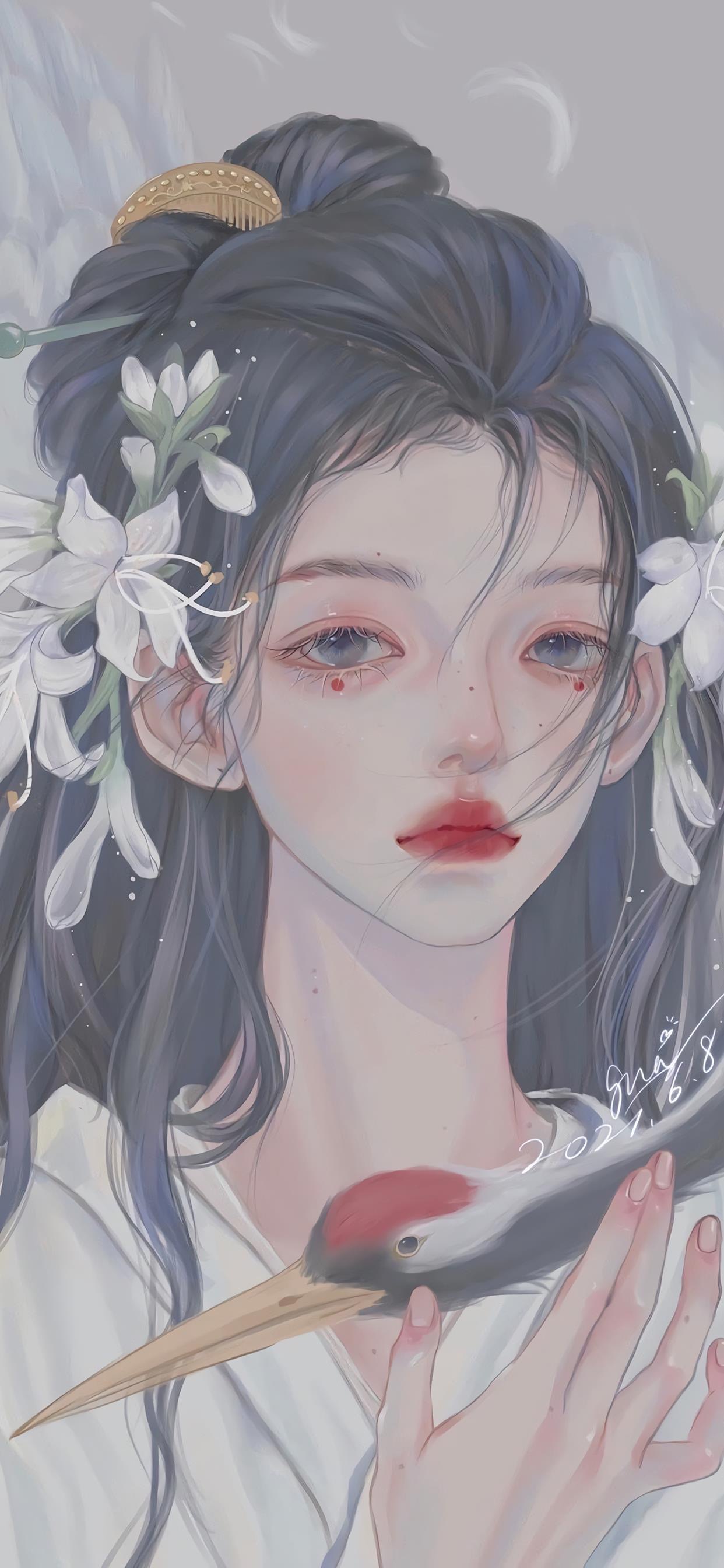 好看的女生壁纸插画图,插画小清新女生壁纸