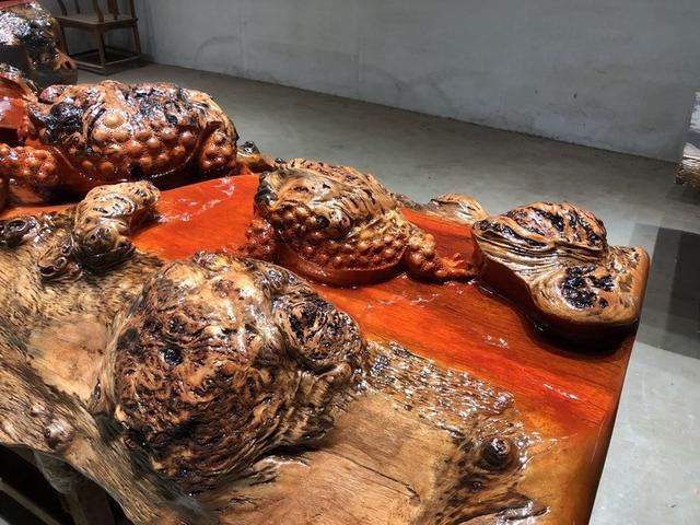 根雕茶桌下水安装,水泥仿木根雕茶桌