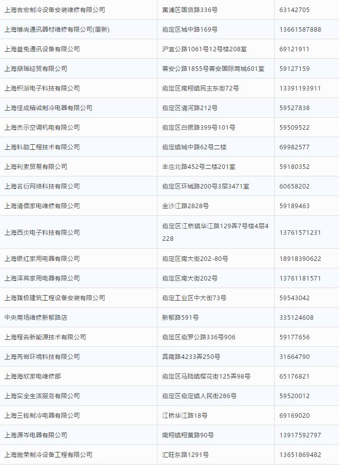 上海家电24小时上门维修价格表,上海阿兵家电维修电话