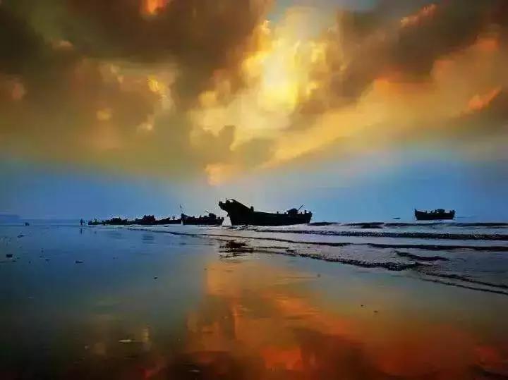 乳山朝霞,威海乳山海边看日落