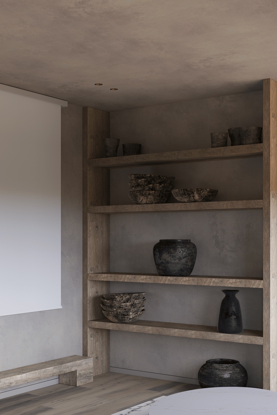 侘寂风屋顶原木设计,原木侘寂风住宅设计