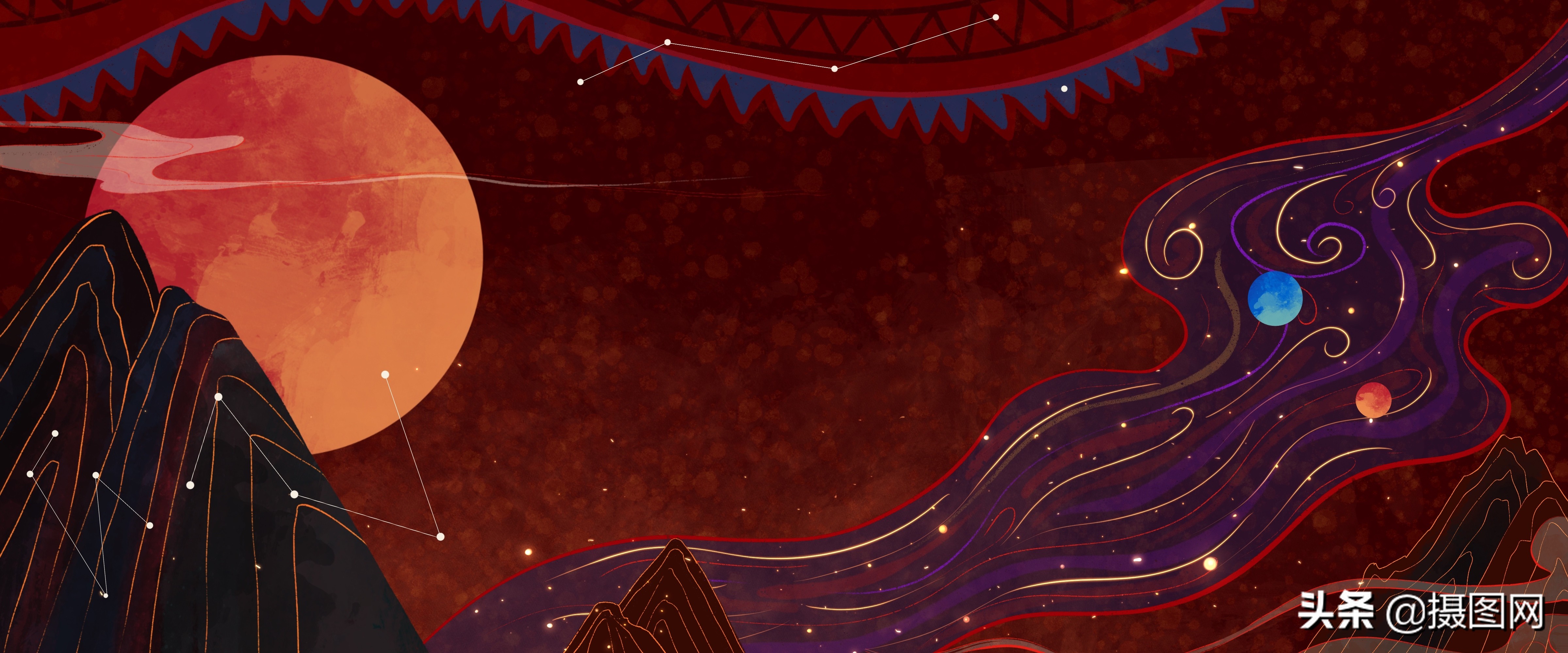 中国风底纹古典素材,国潮插画中国风元素