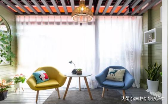 防腐木材阳台,原木防腐木阳台