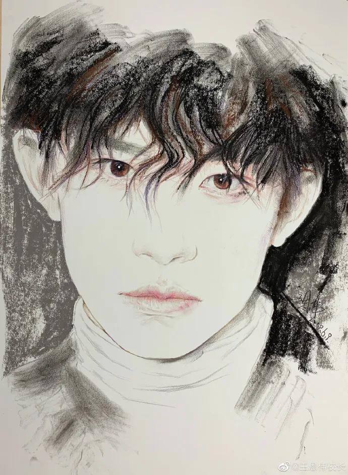 他画遍所有明星，画谁像谁，肖战、热巴、刘亦菲眼神看醉了