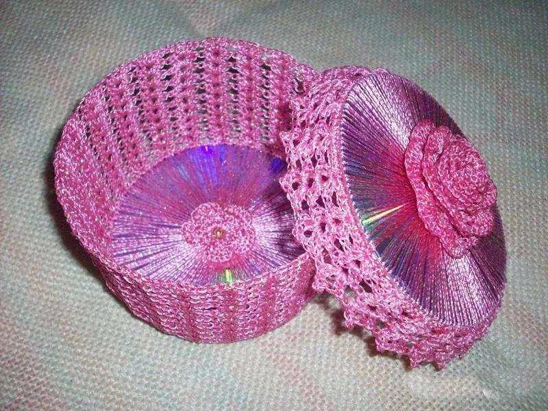 废旧光盘钩针收纳,可以钩什么物件好看又实用