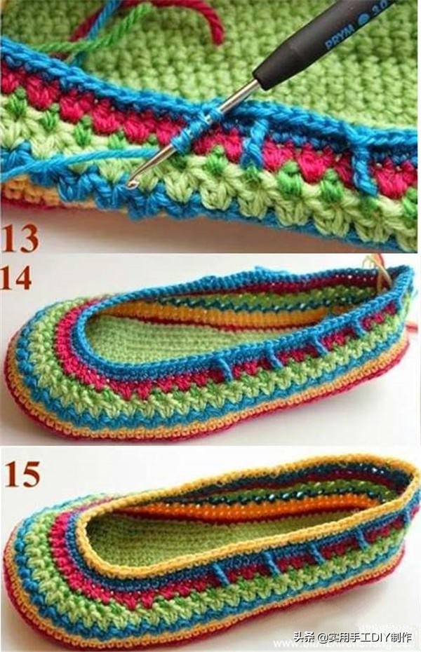手工钩鞋编织图案符号讲解,民族风鞋子钩织编织教程