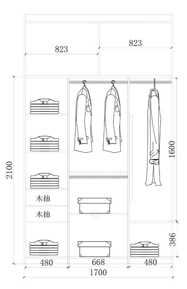 衣柜布局设计尺寸图,52公分的衣柜怎么设计